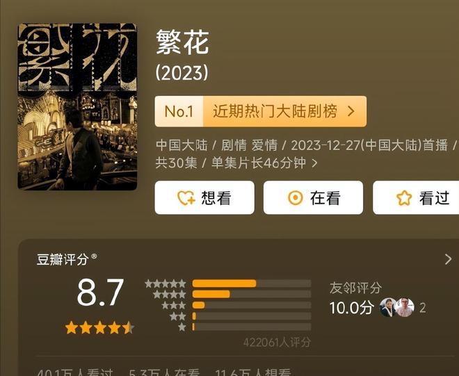 2024豆瓣高分剧排行榜《繁花》第3《山花烂漫时》9分高居第1(图5)